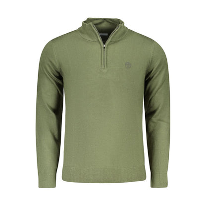 North Sails Green Nylon Sweater with long sleeves, half zip, and logo embroidery