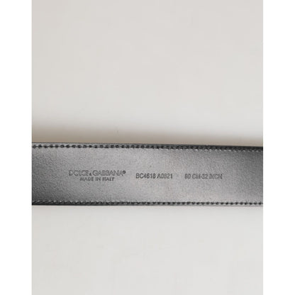 Dolce & Gabbana Black Leather Classic Metal Logo Buckle Belt Dolce & Gabbana