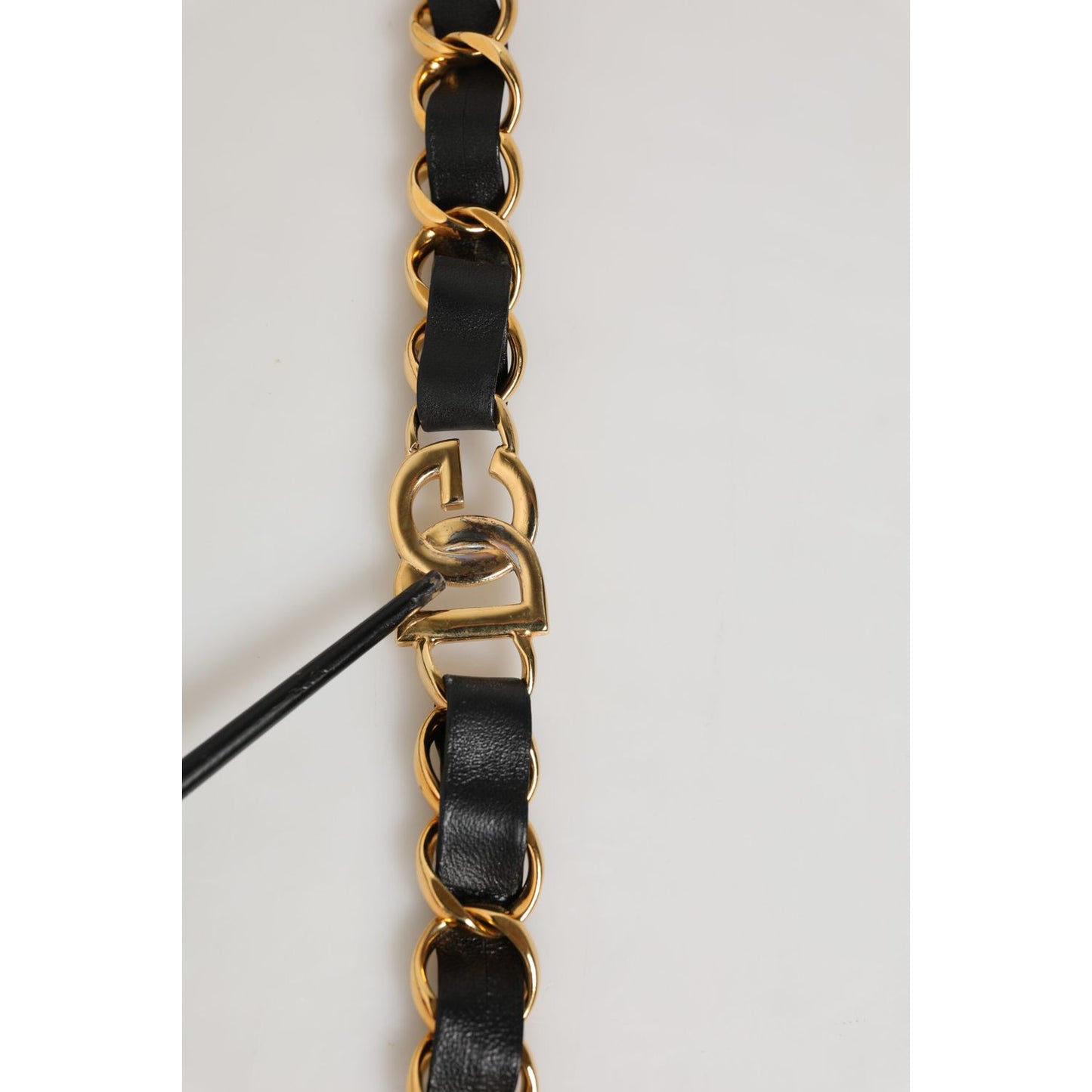 Dolce & Gabbana Black Leather Gold Chain Bag Accessory Shoulder Strap