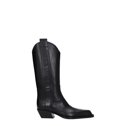 Off-White Black Leather High Heel Boots