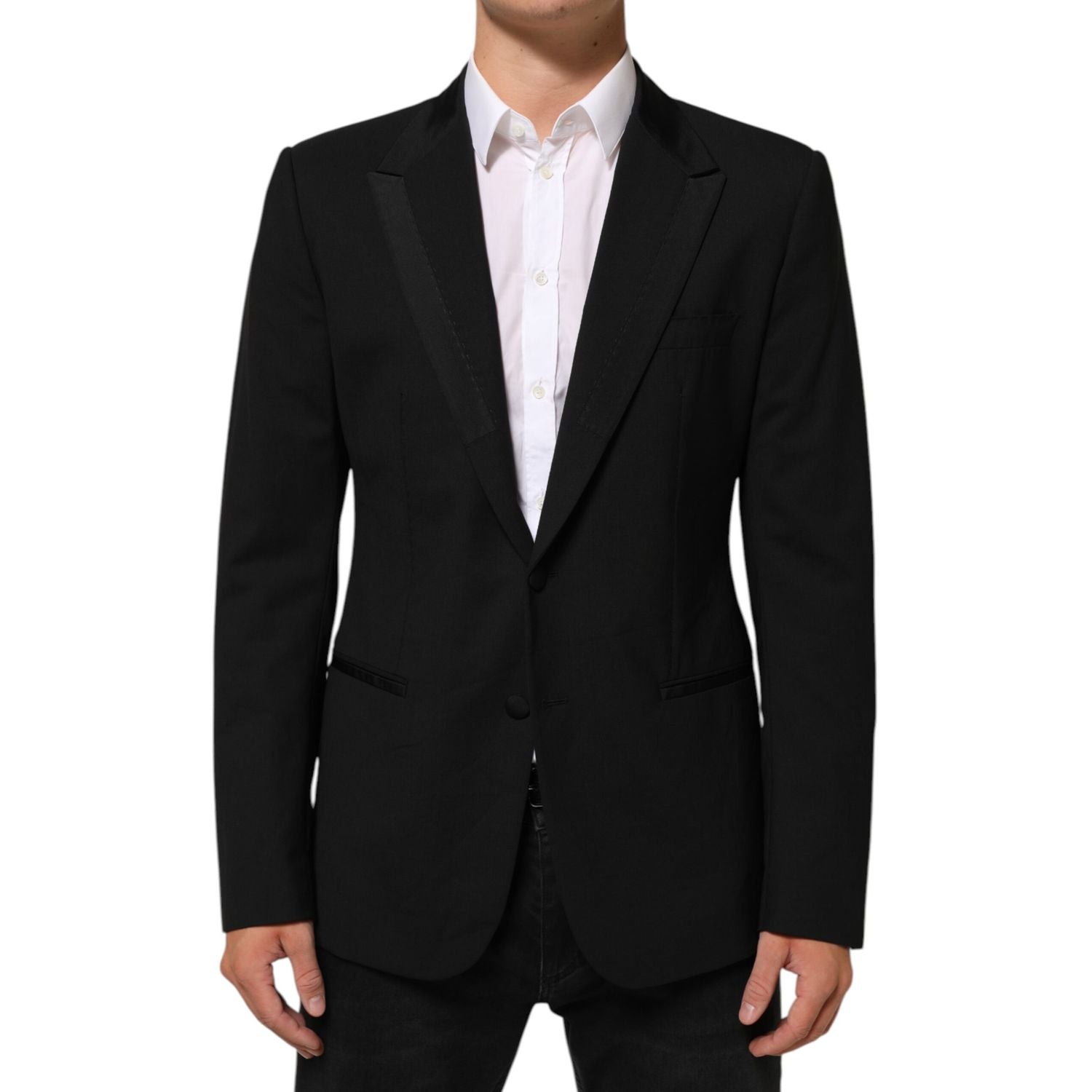 Dolce & Gabbana Black Wool 2 Buttons Suit Men Jacket Blazer