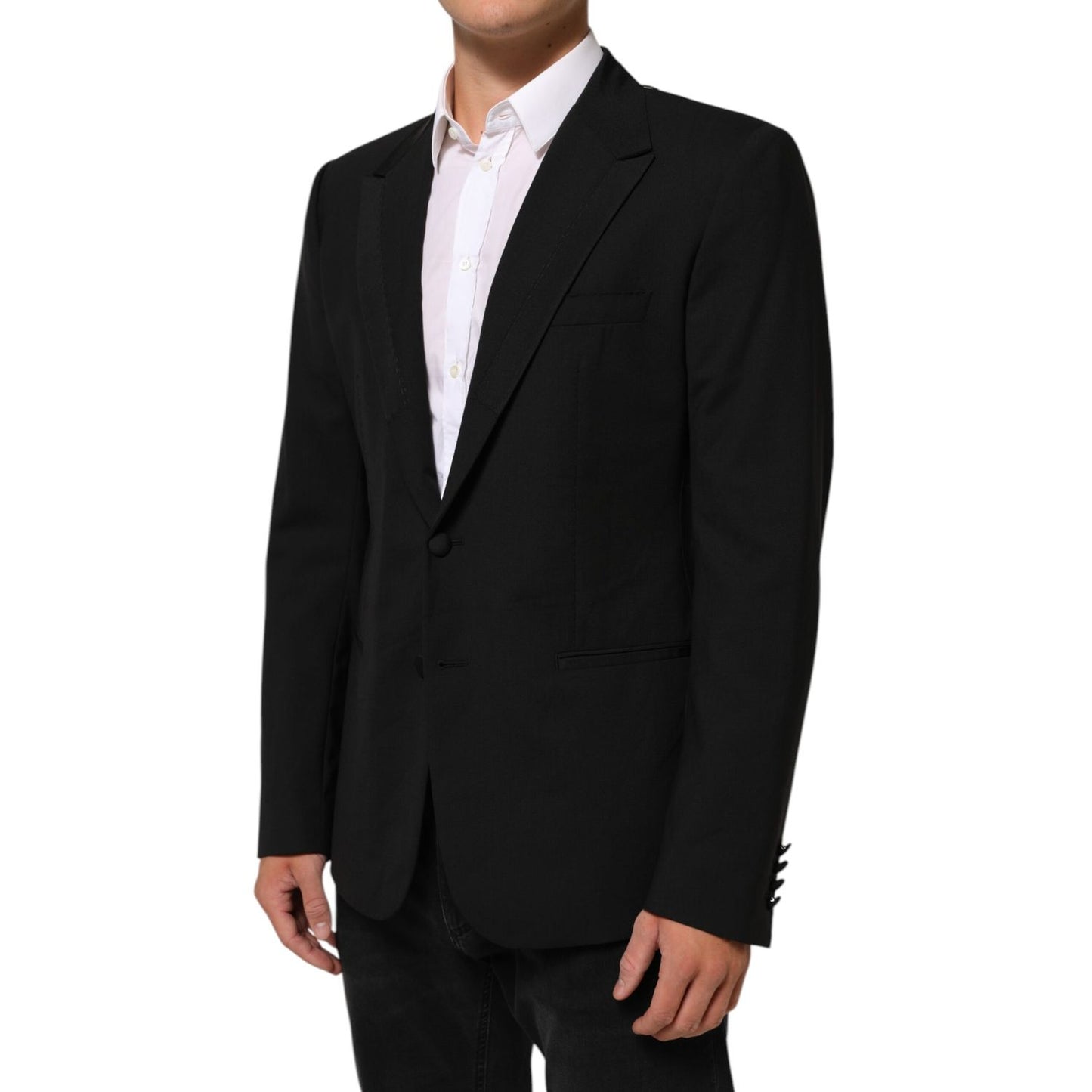 Dolce & Gabbana Black Wool 2 Buttons Suit Men Jacket Blazer 1728,67345645728,Black,Blazers - Suits & Blazers - Clothing,Clothing,Dolce & Gabbana,IT52 | XL,Material: 03+05%SE+92%WV,Men,New with tags,Suits & Blazers - Clothing