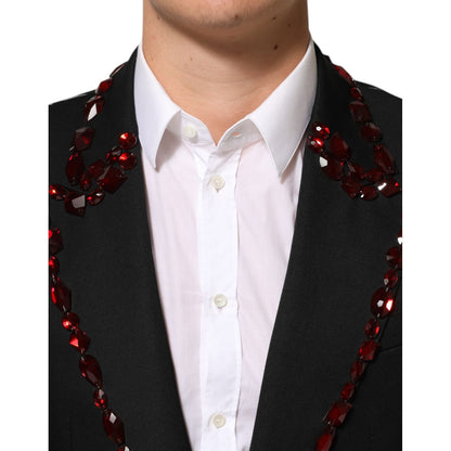 Dolce & Gabbana Black SICILIA Crystal Embellished Men Blazer