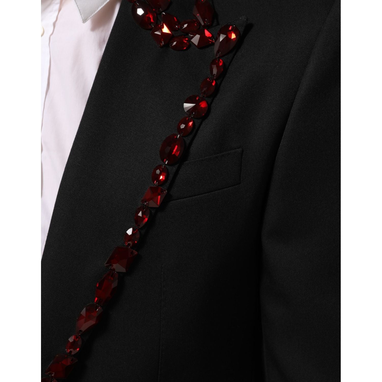 Dolce & Gabbana Black SICILIA Crystal Embellished Men Blazer