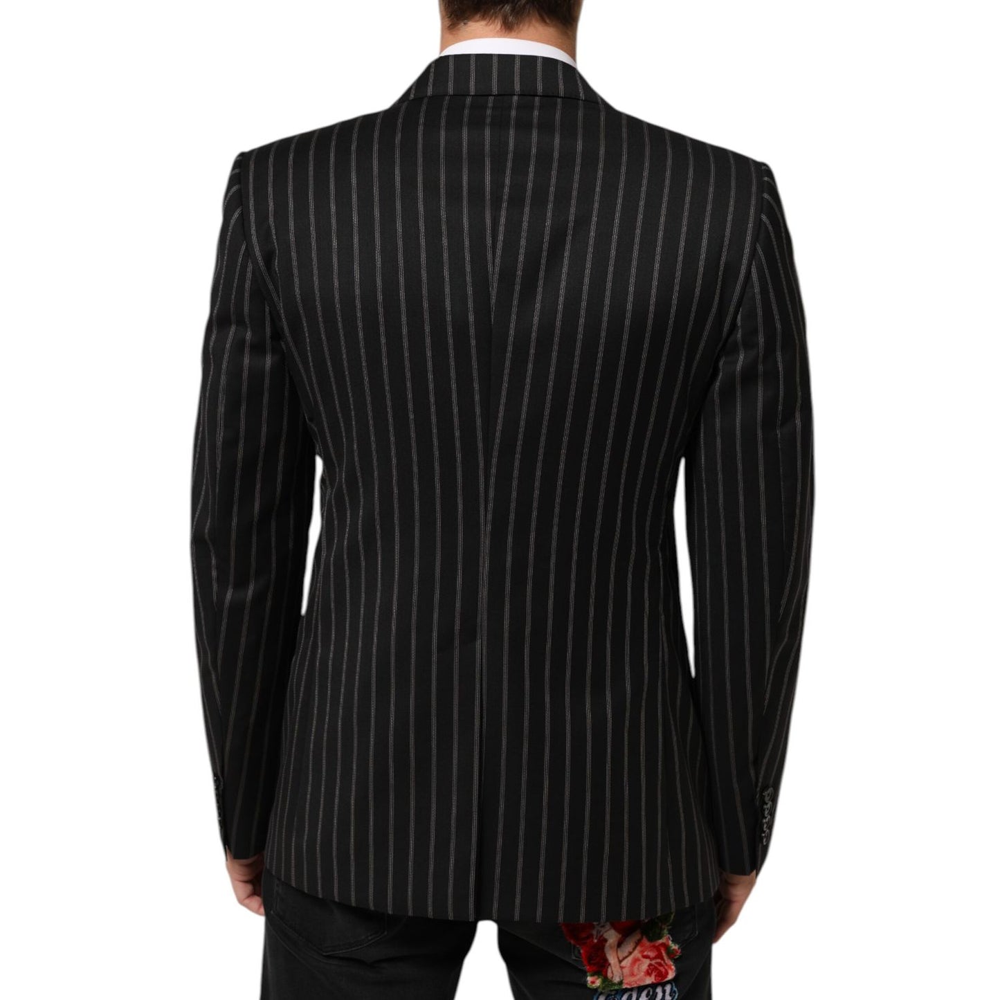 Dolce & Gabbana Black Stripes SICILIA 1 Button Suit Blazer