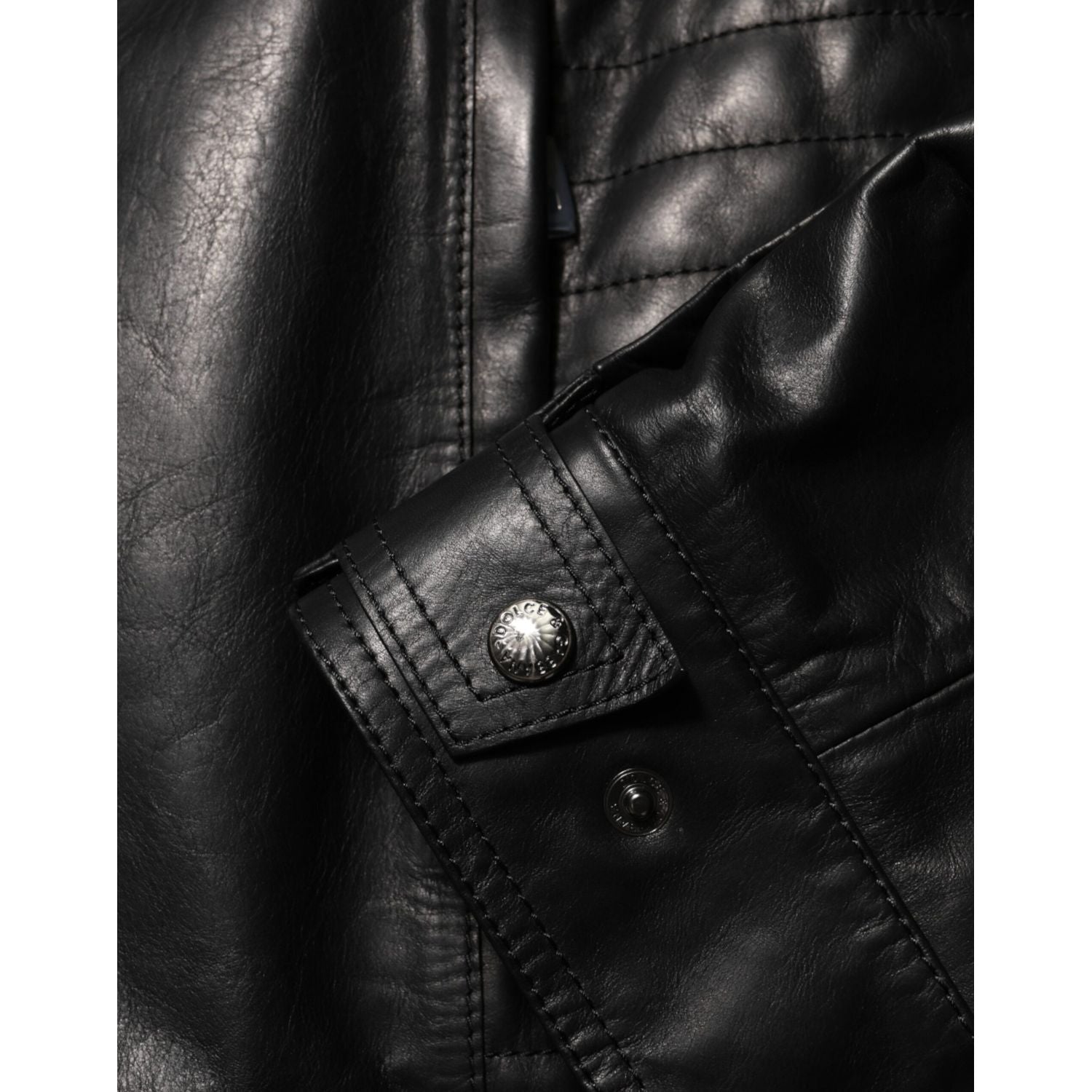 Dolce & Gabbana Black Leather Full Zip Biker Blouson Jacket