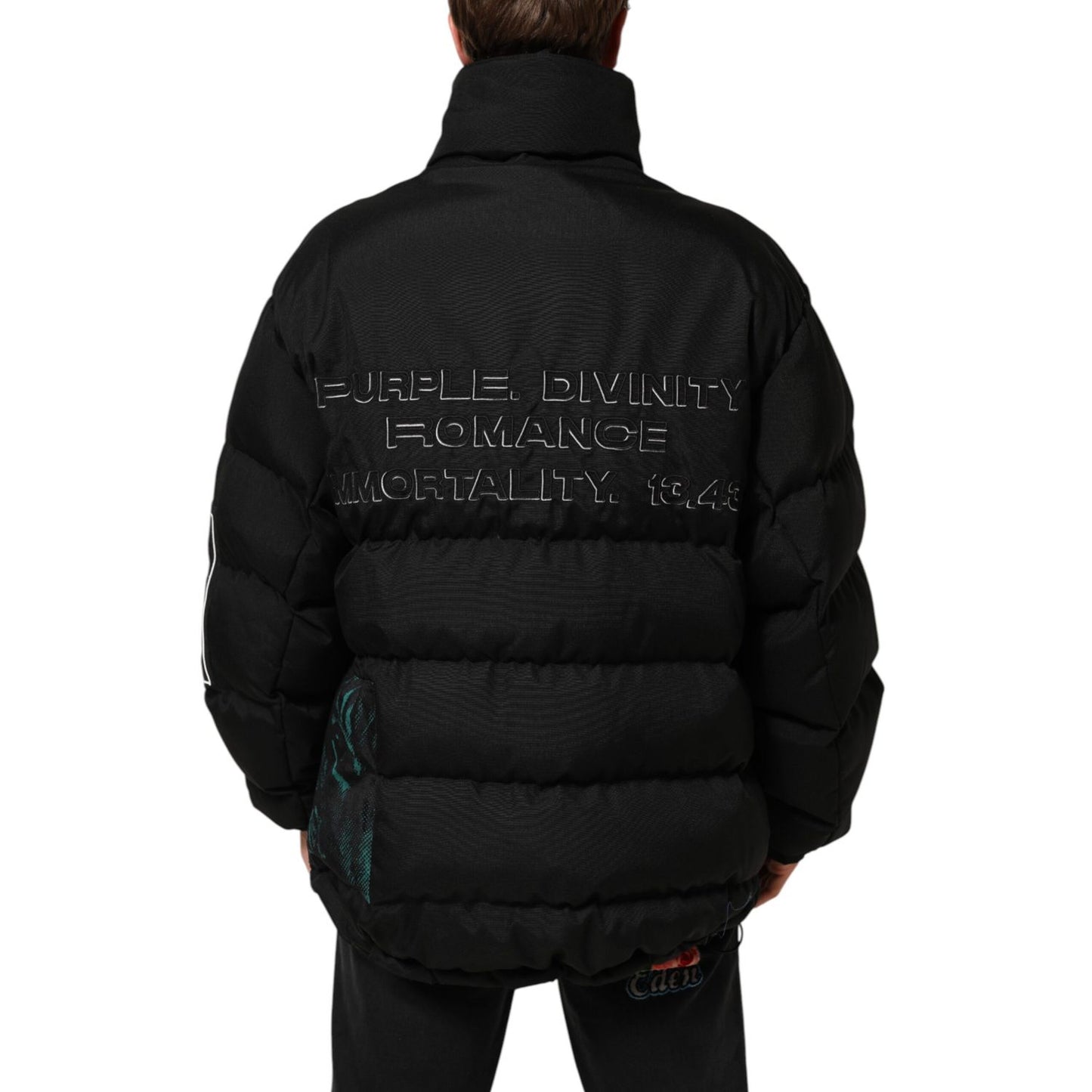 Dolce & Gabbana Black Nylon Puffer Men Full Zip Jacket