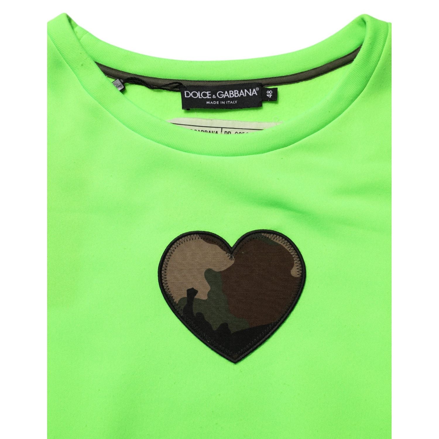 Dolce & Gabbana Green Patchwork Heart Men Sweatshirt Sweater
