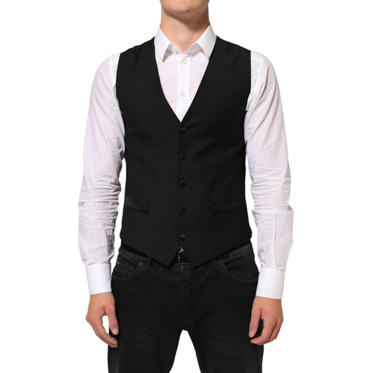 Dolce & Gabbana Black Wool Dress Formal Men Waistcoat Vest1728,67345645728,Black,Clothing,Dolce & Gabbana,IT48 | M,Material: 03%PL+10%SE+87%WV,Men,New with tags,Suits & Blazers - Clothing,Waistcoats - Suits & Blazers - Clothing