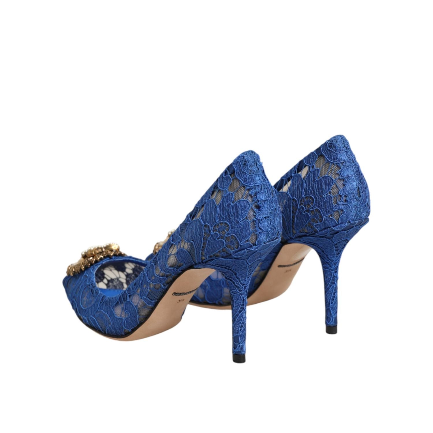 Dolce & Gabbana Blue Taormina Lace DEVOTION Pumps Shoes \