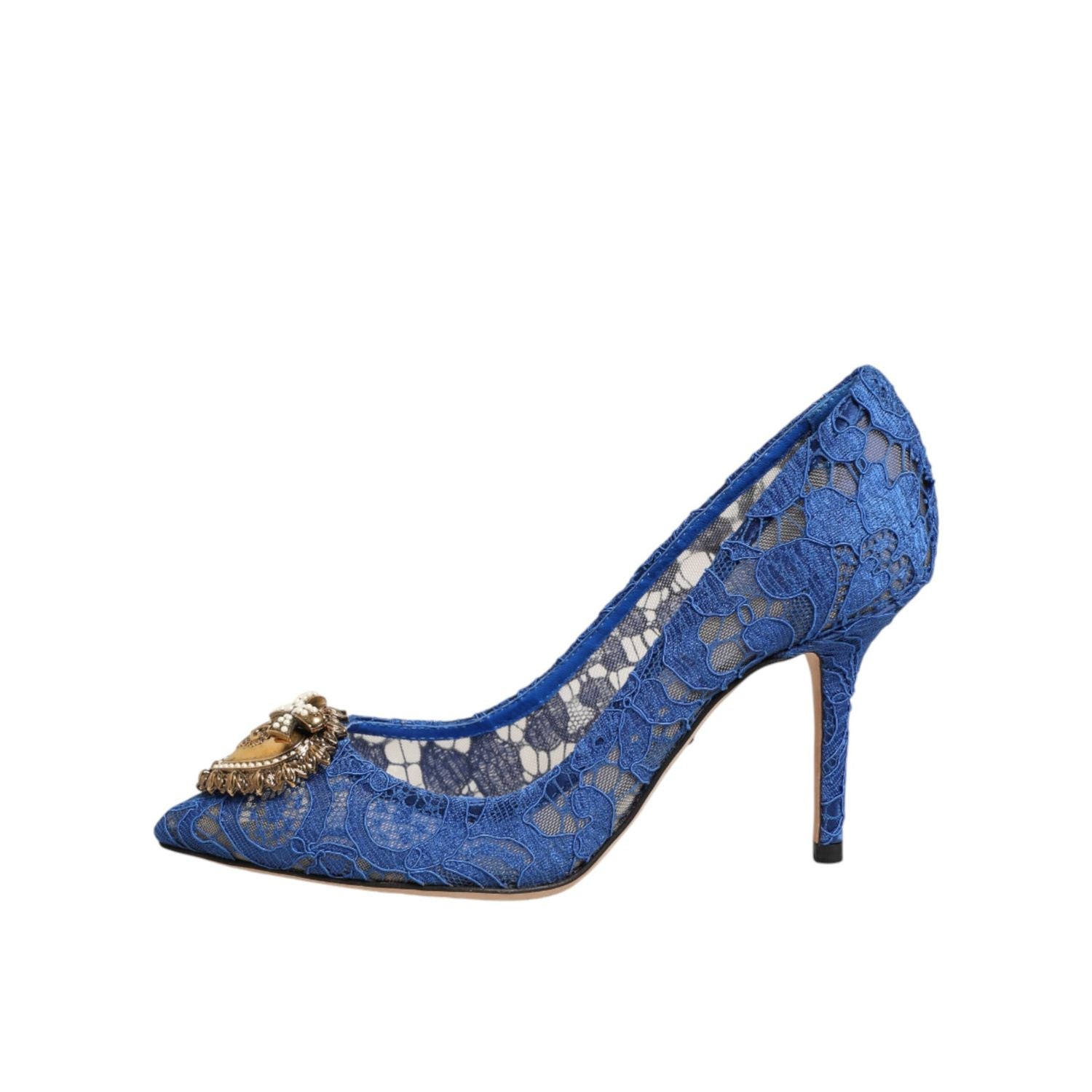 Dolce & Gabbana Blue Taormina Lace DEVOTION Pumps Shoes \