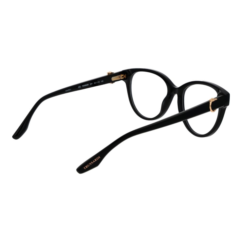 Trussardi Black Acetate Glasses (Frames) for Women, Full-Rim Butterfly Style with Demo Lenses