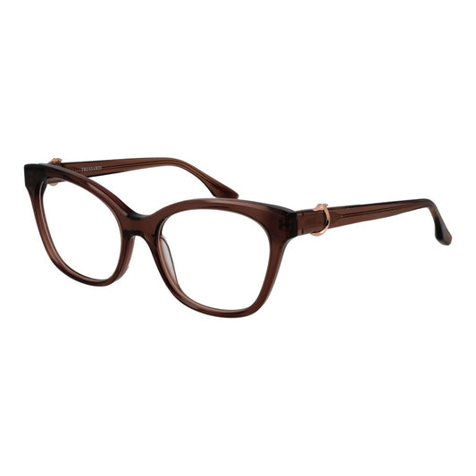 Trussardi Brown Acetate Glasses (Frames), women's full-rim cat eye design, lens width 54mm, brown acetate material, demo lenses.