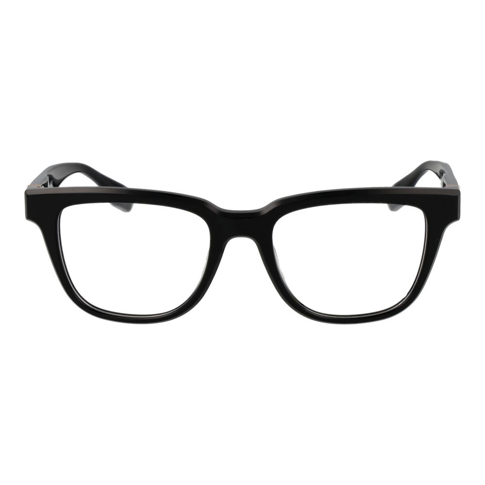 Trussardi Black Acetate Glasses (Frames), full-rim rectangle style for men, black acetate frame with demo plastic lenses.
