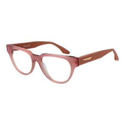 Trussardi Pink Acetate Glasses (Frames) for women with full-rim rose acetate frame, demo lenses, style panto, size 53-17-145.