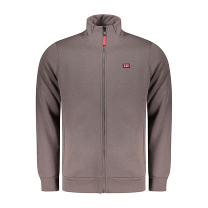 Norway 1963 Brown Cotton Sweatshirt with long sleeves, 2 zip pockets, applique logo, and front zip closure