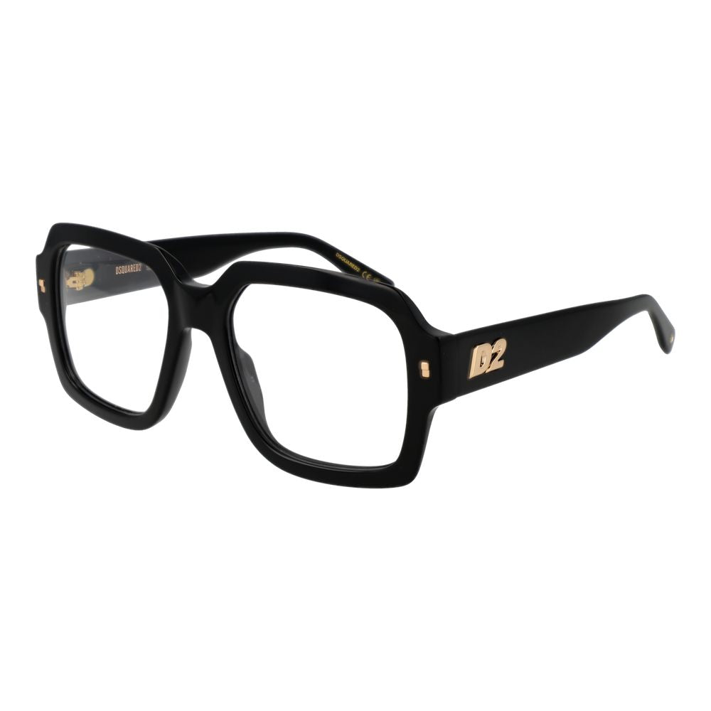 Dsquared² Black Acetate Glasses (Frames) full-rim square style for men, black frame, 54-0-145 size, branded case included.