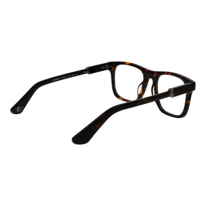 Side view of Police Brown Cellulose Acetate Glasses (Frames) for men, full-rim square design, 52-20-145 size, with demo lenses.