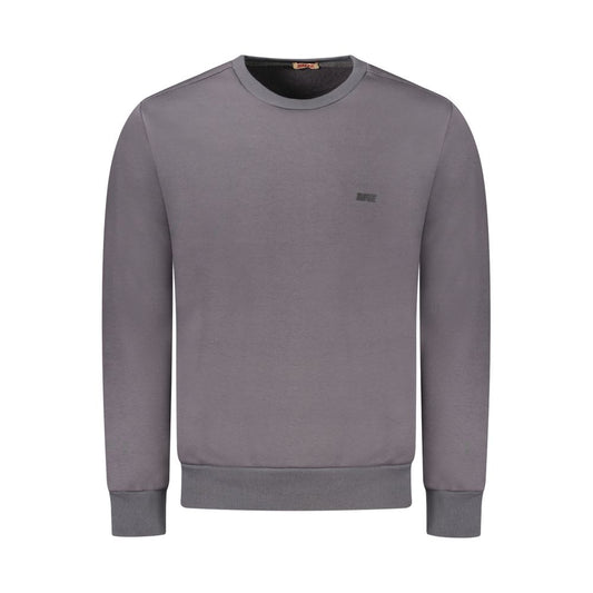Rifle Gray Cotton Sweatshirt - Long sleeve, crew neck with logo application. Ideal men's fashion choice for comfort and style.