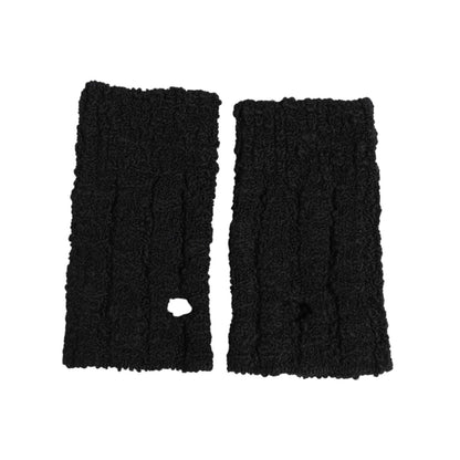Dolce & Gabbana Black Virgin Wool Knitted Fingerless Men Gloves