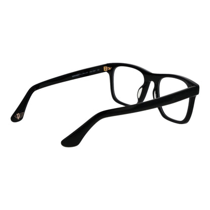 Police Black Cellulose Acetate Glasses (Frames), full-rim rectangle style, black frame and demo lenses, men's eyewear size 52-20-145.