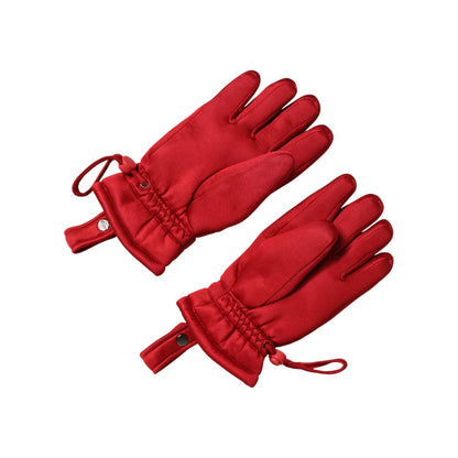 Dolce & Gabbana Red Viscose Motorcycle Biker Mitten Gloves