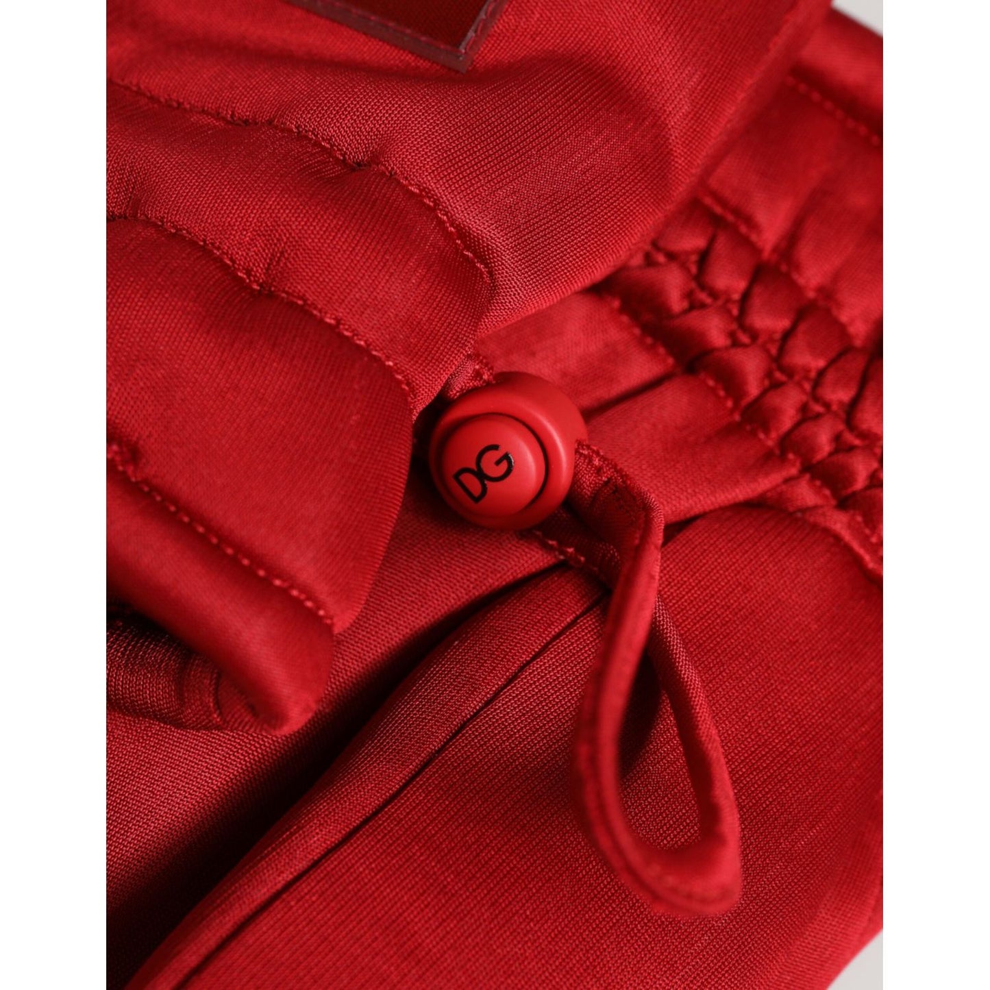 Dolce & Gabbana Red Viscose Motorcycle Biker Mitten Gloves