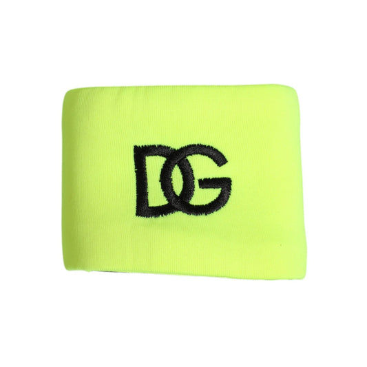 Dolce & Gabbana Yellow Green Silk DG Logo Men Wristband