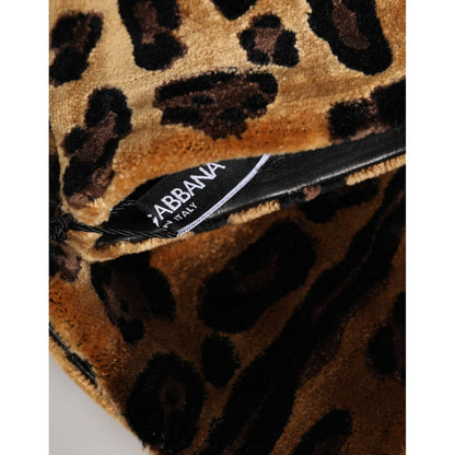Dolce & Gabbana Brown Black Leopard Leather Elbow Length Mitten Gloves