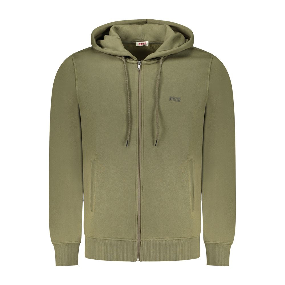 Rifle Green Cotton Men Sweater with embossed Rifle logo and zip closure showcasing sleek design and modern style.