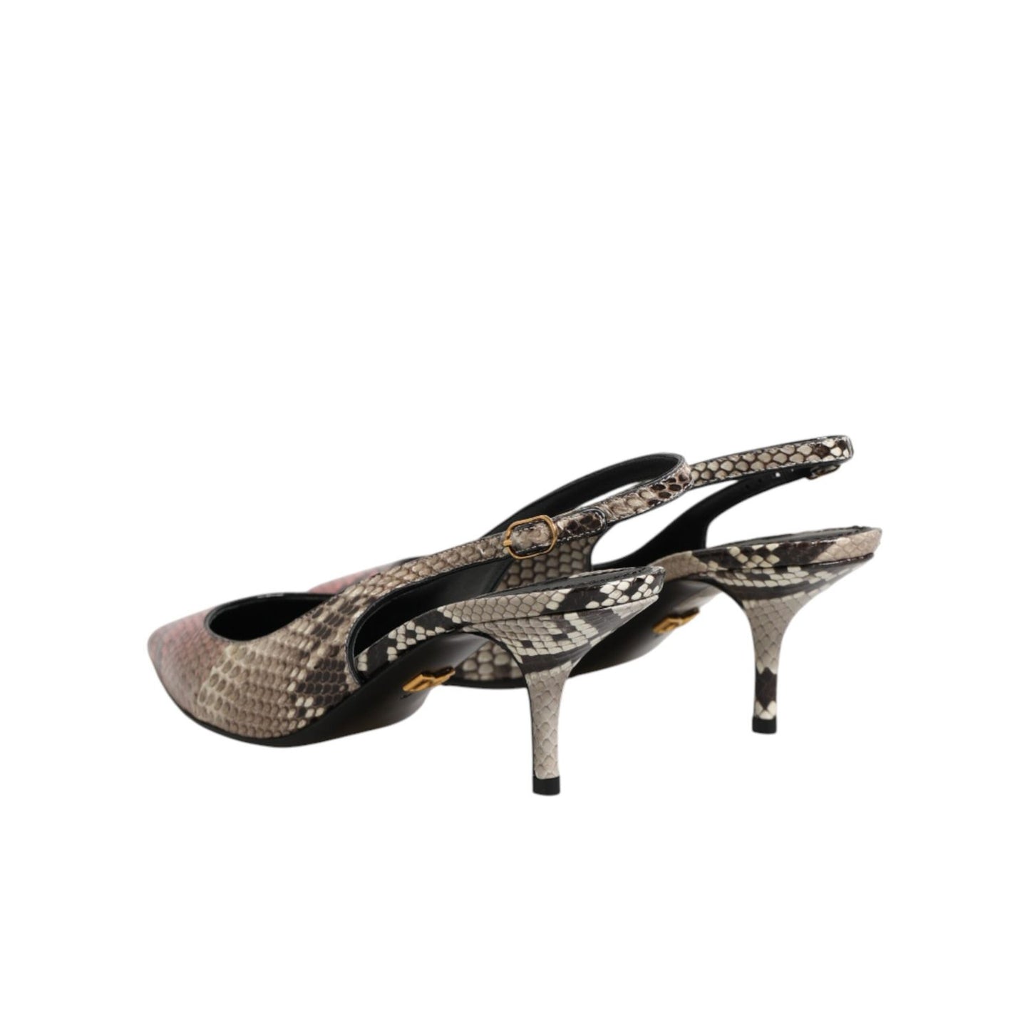 Dolce & Gabbana Multicolor Leather Heels Slingback Shoes