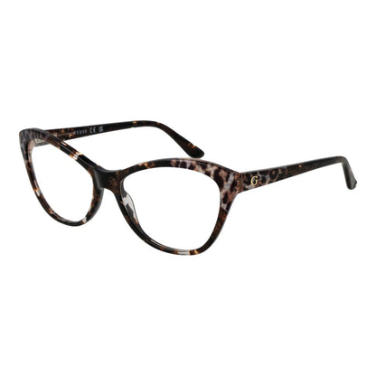 Guess Brown Acetate Glasses (Frames) for women with full-rim cat eye design, brown color and spring hinge, includes branded case.
