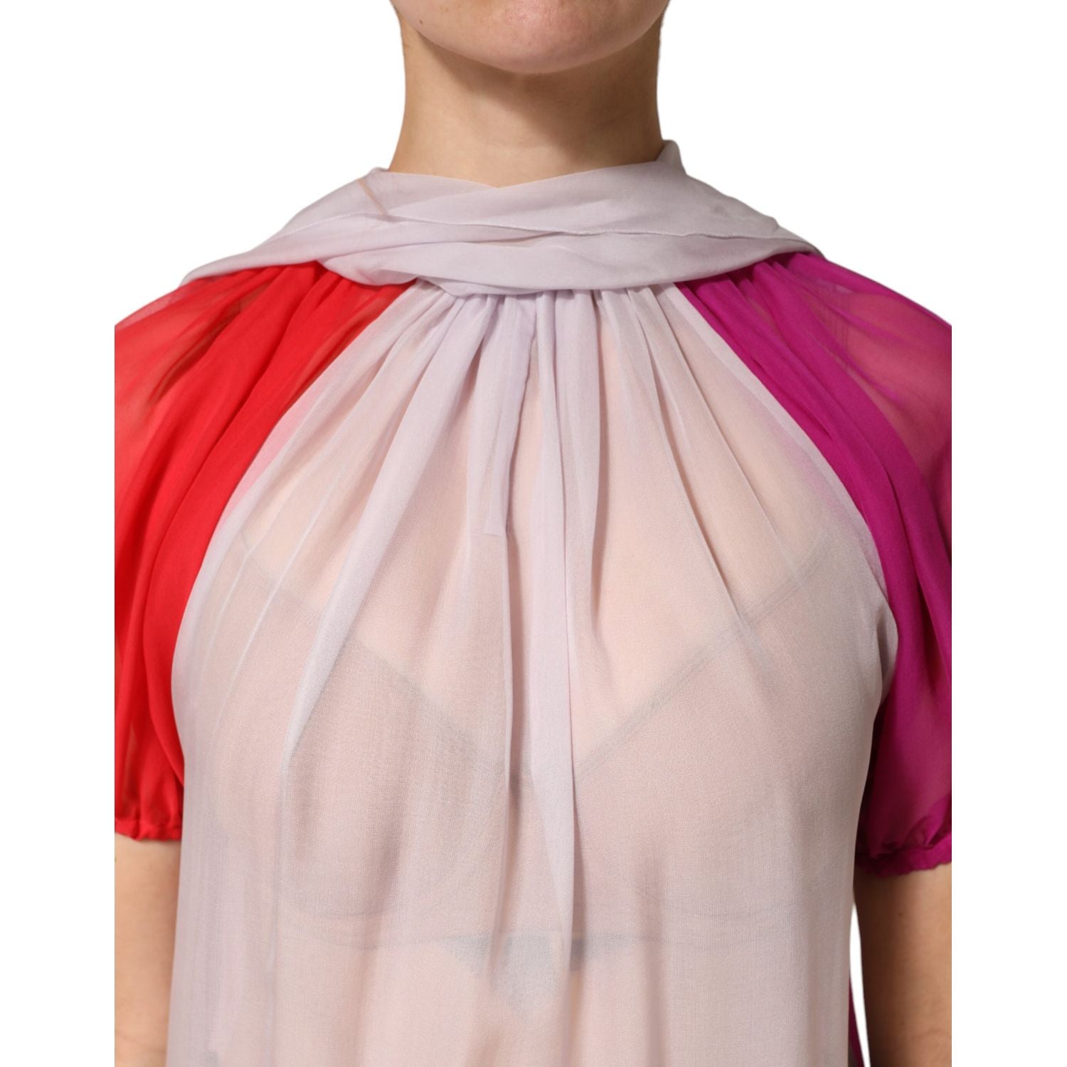 Dolce & Gabbana Multicolor Short Sleeves Silk Blouse Top