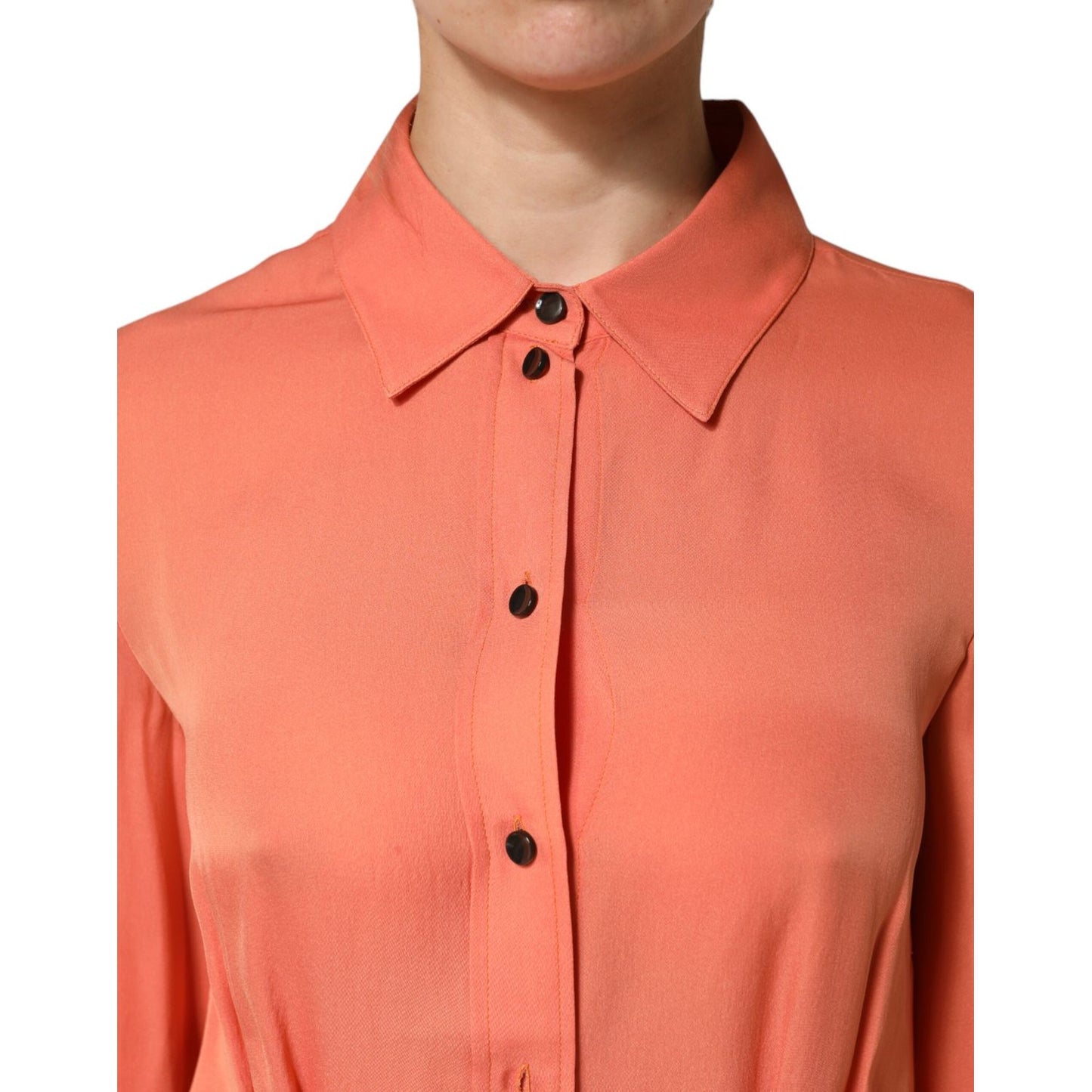 Emporio Armani Orange Collared Button Down Long Sleeves Top