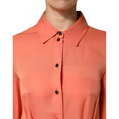 Emporio Armani Orange Collared Button Down Long Sleeves Top