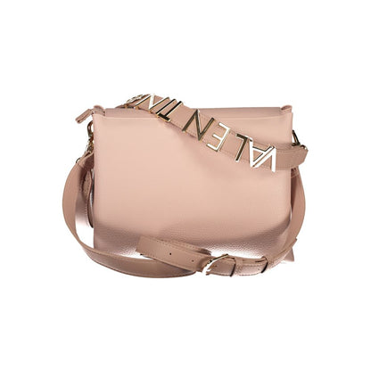 Mario Valentino Pink Polyethylene Handbag with removable shoulder handle, dual compartments, contrasting details, logo strap.