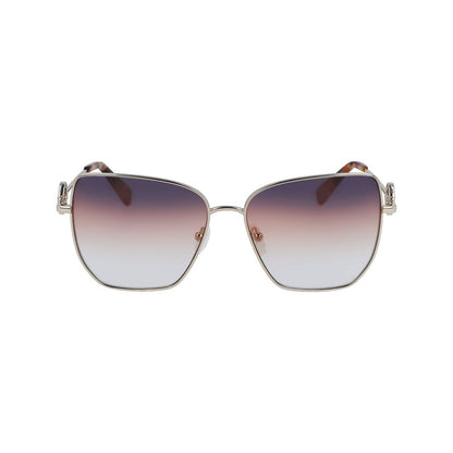 Longchamp Gold Metal Sunglasses with gradient lenses, women's style LO169S5815726, golden metal frame. Measures: 58/15/140 mm.