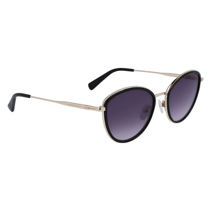 Longchamp Gold Metal Sunglasses with golden frames and category 3 lenses, featuring 54/20/140 mm dimensions, perfect for women.