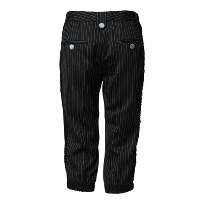 Dolce & Gabbana Black Wool Stripes Cropped Trouser Pants