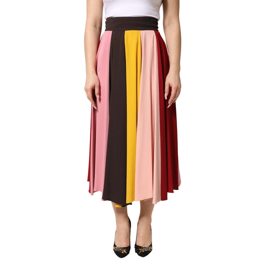 Dolce & Gabbana Multicolor Viscose High Waist Midi Skirt