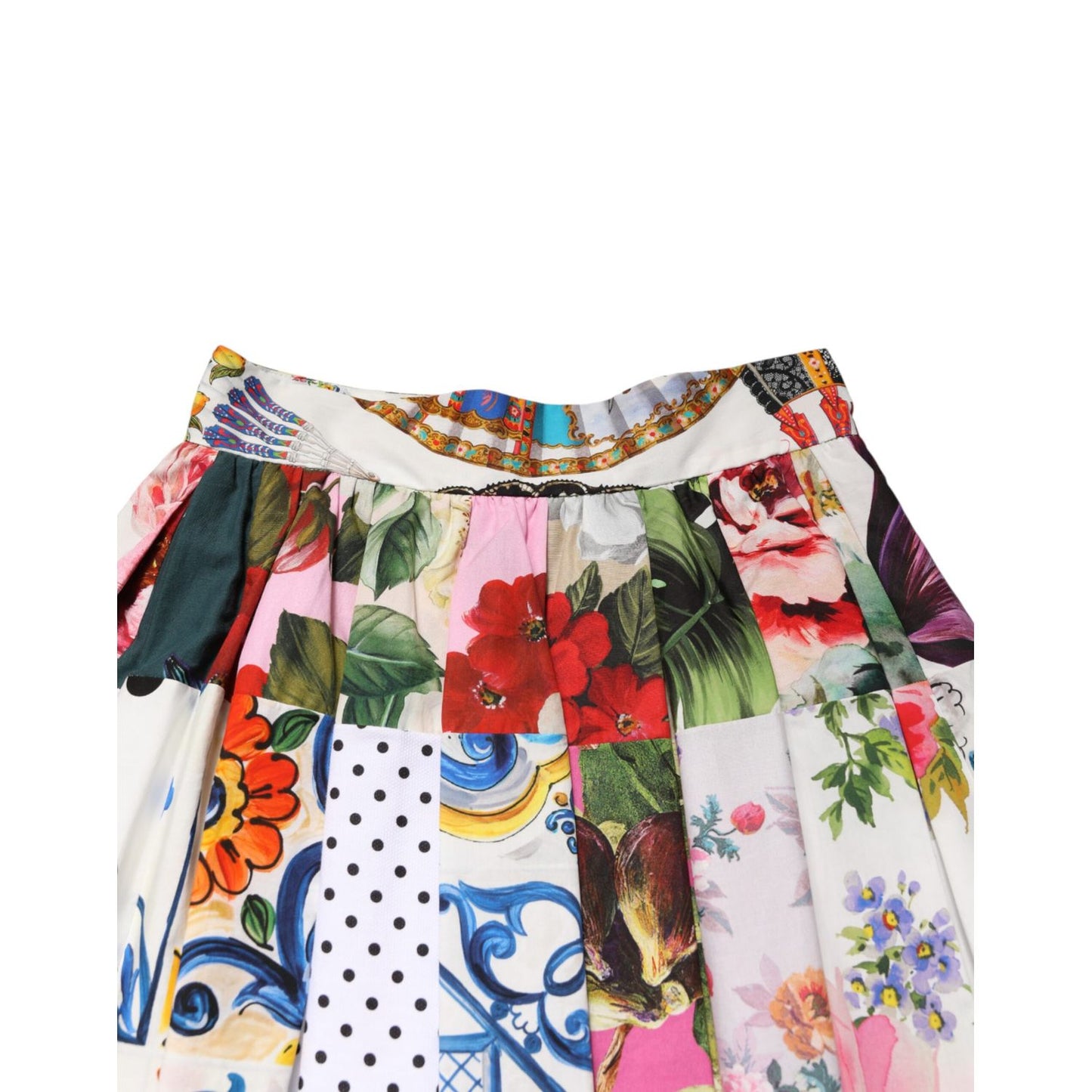 Dolce & Gabbana Multicolor Patchwork High Waist Midi Skirt