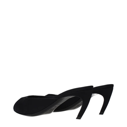 The Attico Black Fabric Flat Sandals