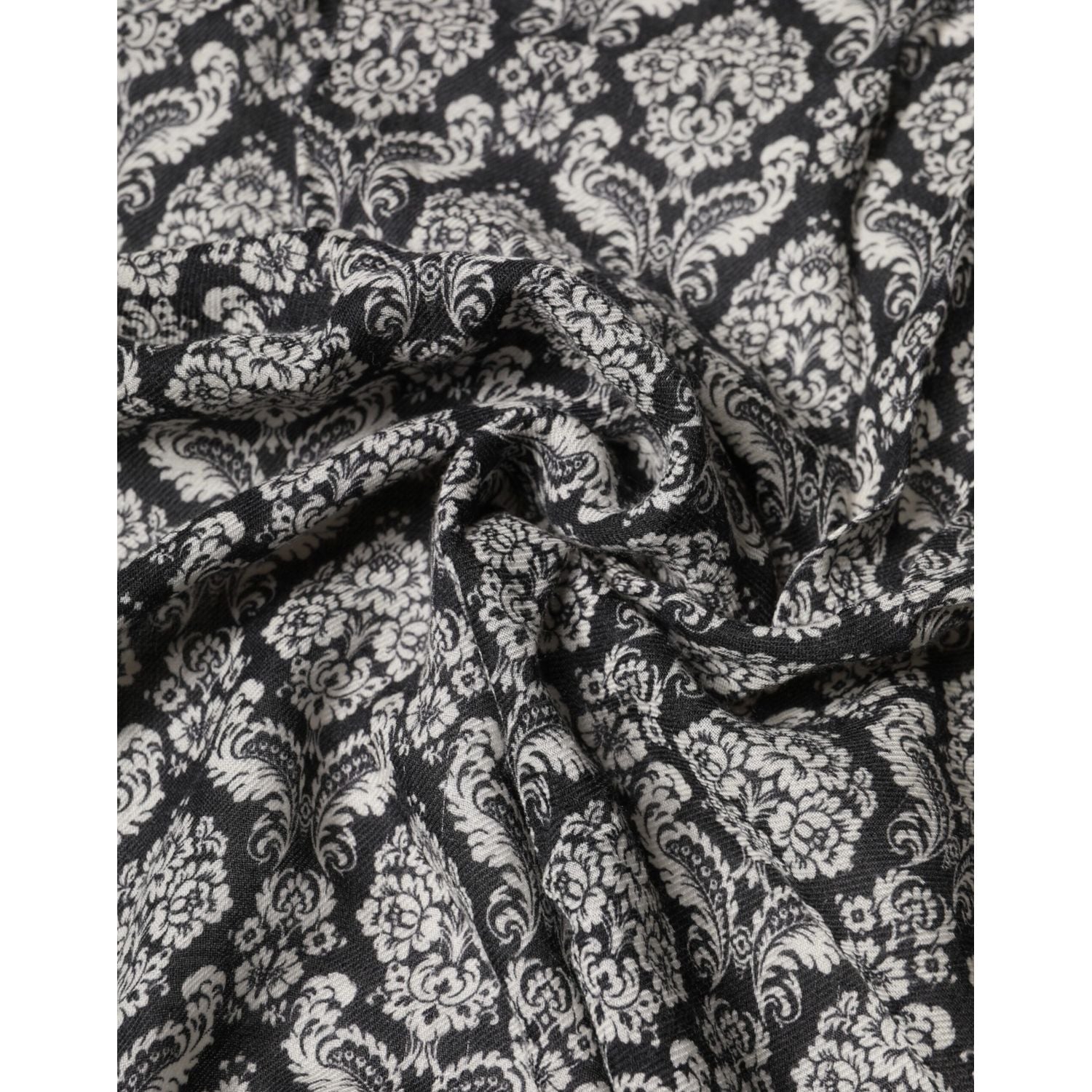 Dolce & Gabbana Black White Damask Patterned Lace Men Scarf
