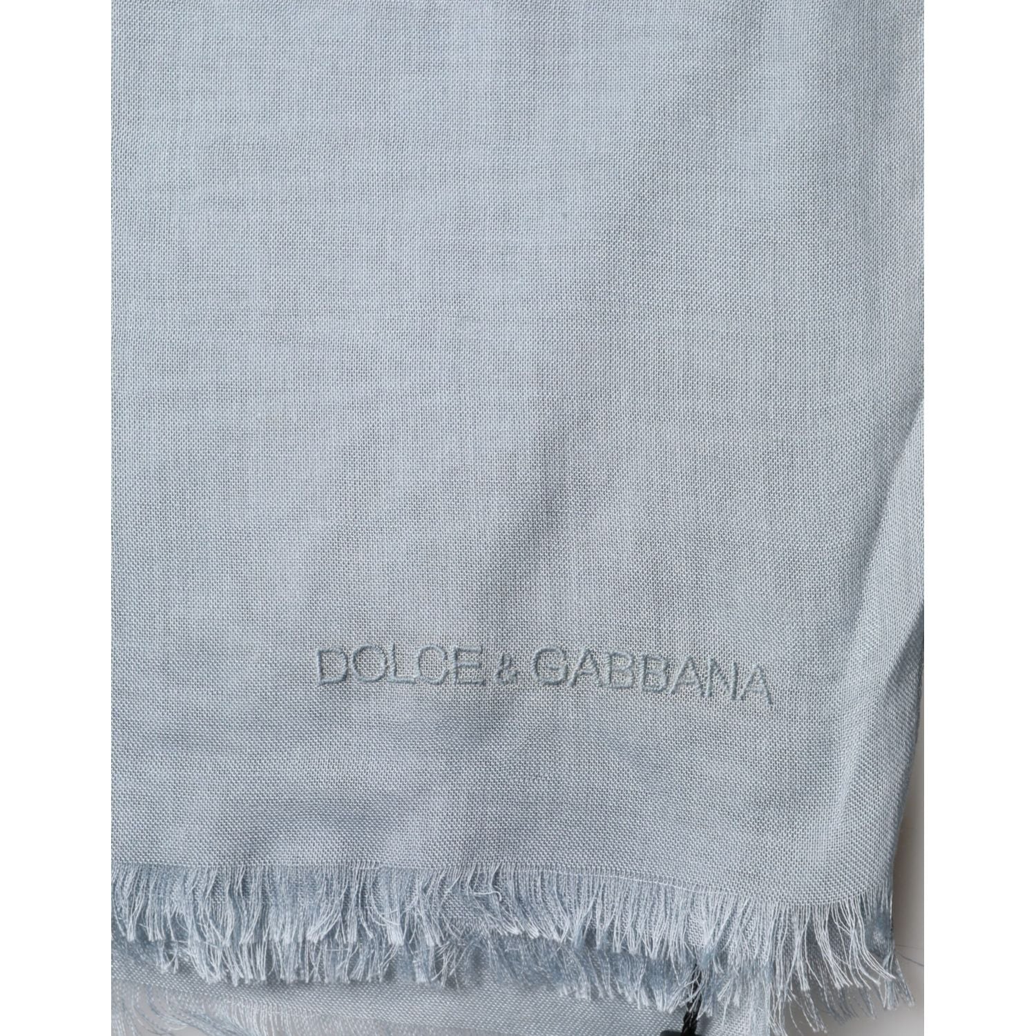 Dolce & Gabbana Light Blue Cashmere Knitted Shawl Scarf