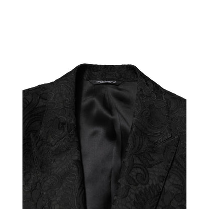Dolce & Gabbana Black Brocade Single Breasted 2 Piece Suit