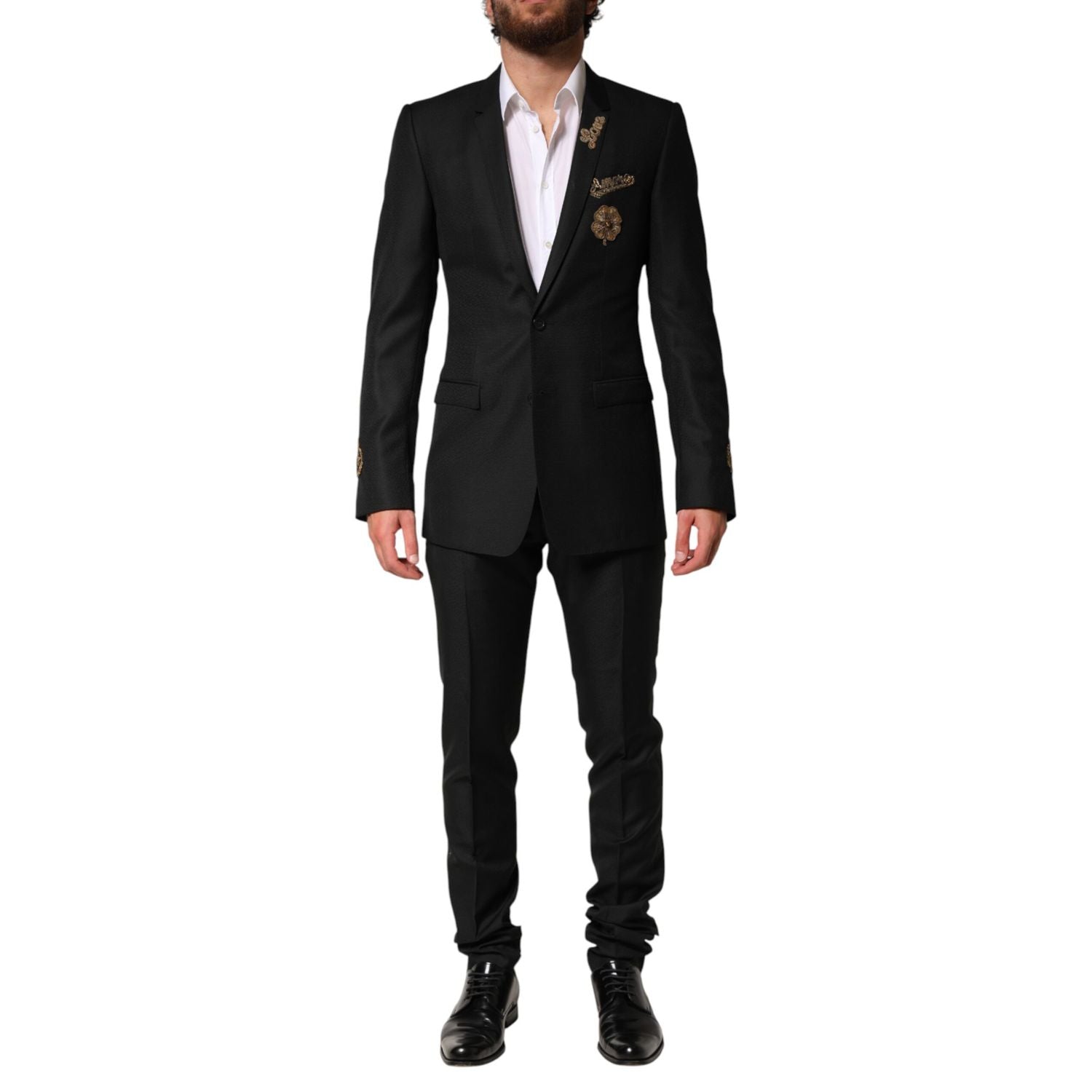 Dolce & Gabbana Black Embellished Single Breasted 2 Pc Suit