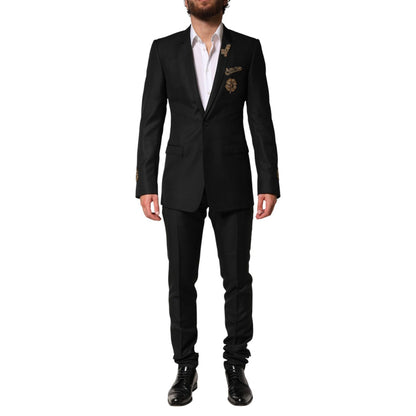 Dolce & Gabbana Black Embellished Single Breasted 2 Pc Suit
