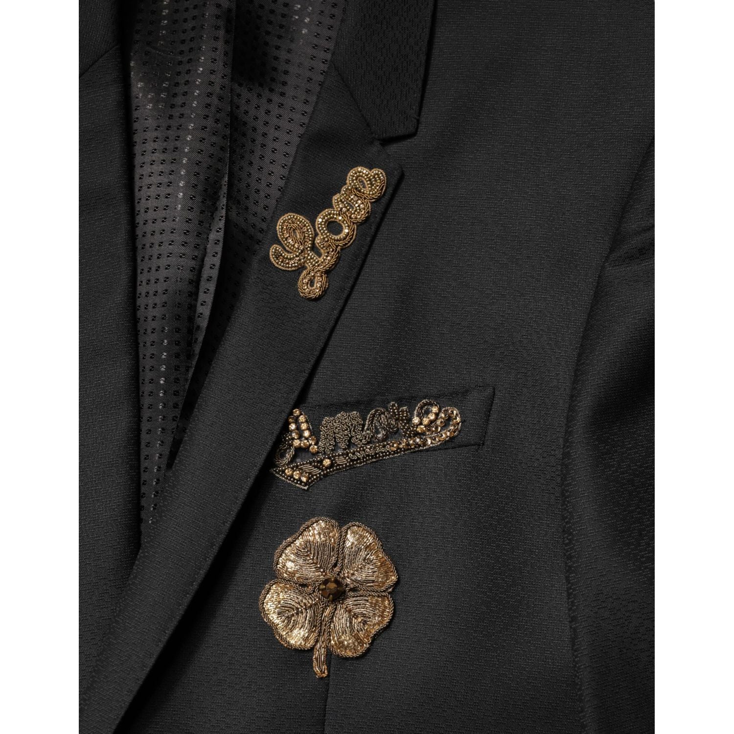 Dolce & Gabbana Black Embellished Single Breasted 2 Pc Suit