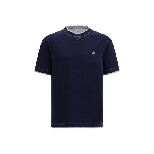 Brunello Cucinelli Blue Cotton T-Shirt1728,72470364320,Blue,Brunello Cucinelli,Clothing,L,M,Men,New with tags,S,T-Shirts - Clothing,T-Shirts - T-Shirts - Clothing,XS