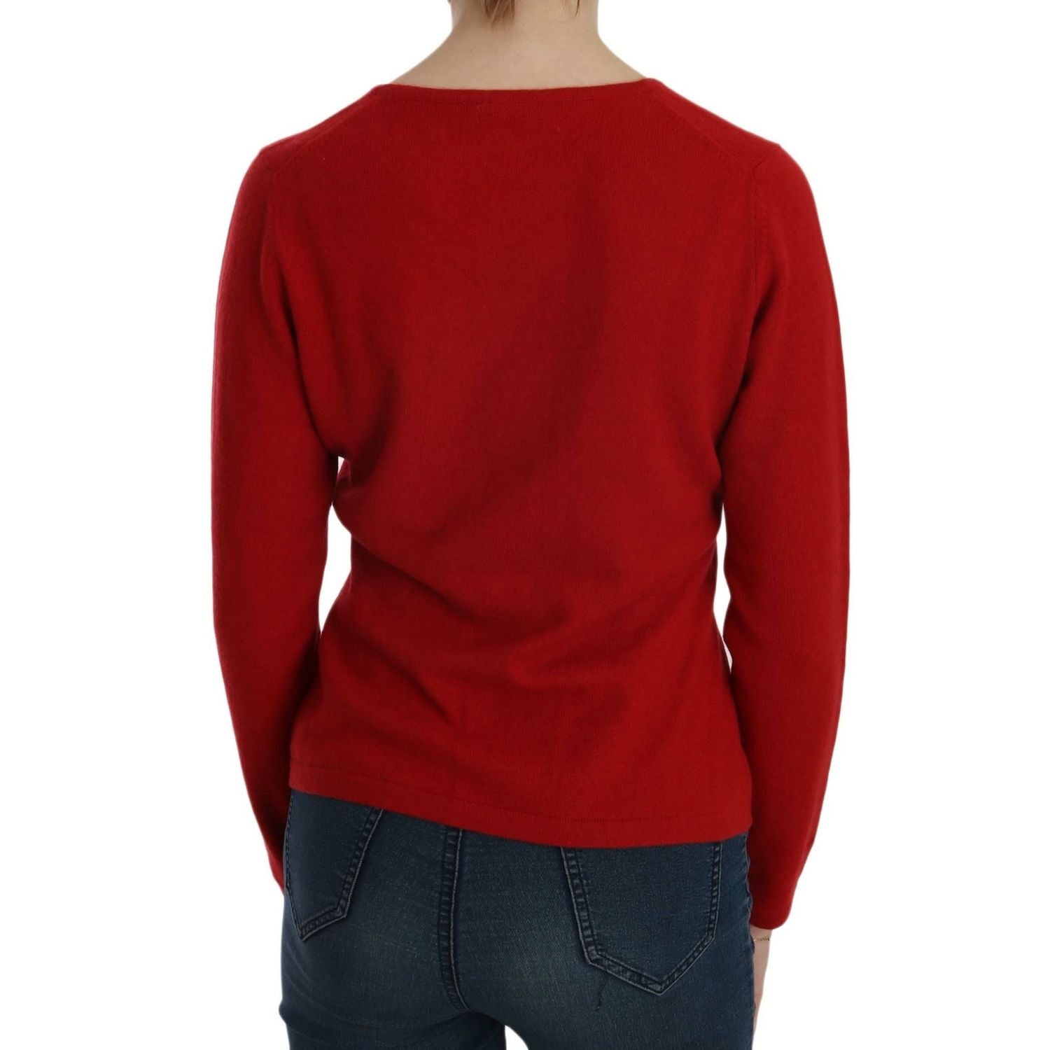 MILA SCHÖN Cashmere Red Round Neck Pullover Top Sweater